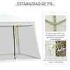 Carpa Jardín Con 4 Partes De Metal Poliéster 3x3x2,45m-outsunny.beige