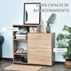 Zapatero De Madera Con Estantería Homcom 101,5x25,5x98 Cm Natural