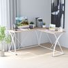 Mesa De Ordenador De Mdf Metal Vinsetto 142x142x76 Cm - Roble Blanco