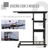 Mesa Auxiliar Sofá De Melamina Metal Pp Homcom 80x40x72-82 Cm-negro