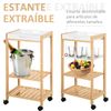 Carrito De Cocina De Mdf Madera De Pino Homcom 40x30x76 Cm - Madera