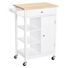 Carro De Cocina De Mdf Madera De Caucho Homcom 66x39,5x86,5 Cm-blanco