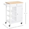 Carro De Cocina De Mdf Madera De Caucho Homcom 66x39,5x86,5 Cm-blanco