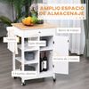 Carro De Cocina De Mdf Madera De Caucho Homcom 66x39,5x86,5 Cm-blanco