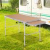 Mesa Plegable De Camping Outsunny Aluminio Mdf, 153x60x70 Cm, Madera