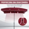 Sombrilla De Aluminio Metal Poliéster 198x130x245cm-outsunny. Rojo