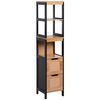 Armario Alto Baño De Mdf Bambú Kleankin 30x30x144,3 Cm-negro Y Madera