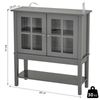 Armario Auxiliar De Cocina De Vidrio Y Mdf Homcom 80x28x84 Cm Gris