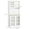 Armario De Cocina Auxiliar De Mdf Vidrio Homcom 80x37x183 Cm - Blanco