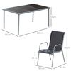 Conjunto 1 Mesa + 6 Sillas De Metal Textilene Vidrio - Outsunny.negro