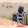 Conjunto 1 Mesa + 6 Sillas De Metal Textilene Vidrio - Outsunny.negro