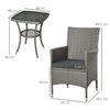 Conjunto 1 Mesa + 2 Sillones De Ratán De Pe Acero - Outsunny. Gris