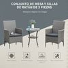 Conjunto 1 Mesa + 2 Sillones De Ratán De Pe Acero - Outsunny. Gris