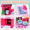 Set De Juguetes De Cocina Para Niños Con 38 Piezas Rosa Homcom