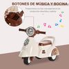 Coche Correpasillos Infantil Con Luz Música Bocina Blanco Homcom