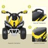 Quad Moto Correpasillo Para Niños 18-36 Meses Amarillo Homcom