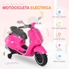 Moto Eléctrica Con Faros Música 2 Ruedas Auxiliares Rosa Homcom