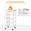 Carro De Cocina De Madera De Pino Mdf Metal Homcom 47x37x83 Cm-blanco