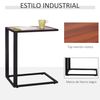 Mesa Auxiliar Para Sofá De Metal Mdf Homcom 40,6x50,8x64,2 Cm - Nogal