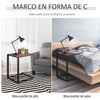 Mesa Auxiliar Para Sofá De Metal Mdf Homcom 40,6x50,8x64,2 Cm - Nogal