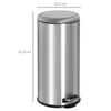 Cubo De Basura 30l De Pp Acero Inoxidable Homcom Ø29,2x62,9cm - Plata