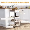 Carrito De Cocina De Mdf Y Madera De Pino Homcom 37x37x76 Blanco