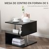 Mesa De Centro Mesa De Café De Melamina Metal Homcom 50x50x50cm-negro