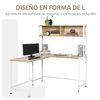 Escritorio En Forma De L De Madera Metal Homcom 140x125x149cm Natural