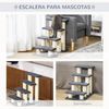 Escalera Para Mascotas De Melanima Peluche 60x42x61 Cm-pawhut. Gris