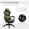 Silla Gaming Con Reposapiés Cojín Lumbar Vinsetto 65x70x128,5cm-verde