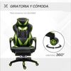 Silla Gaming Con Reposapiés Cojín Lumbar Vinsetto 65x70x128,5cm-verde