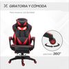 Silla Gaming Con Reposapiés Cojín Lumbar Vinsetto 65x70x128,5cm-rojo