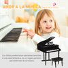 Piano De Cola Para Niños 30 Teclas Con Taburete Atril Negro Homcom