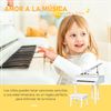 Piano De Cola Para Niños 30 Teclas Con Taburete Atril Blanco Homcom