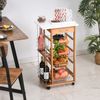 Carrito De Cocina De Metal Madera De Pino Homcom 47x37x83 Cm-madera