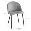 2 Sillas De Comedor De Terciopelo Espuma Metal Homcom 49x50x77cm-gris