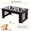 Comedero Para Perros De Acero Y Mdf 58,4x30,5x25,4cm - Pawhut. Marrón