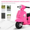 Moto Eléctrica Vespa Para Niños 18-36 Meses Faro Bocina Rosa Homcom