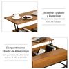 Mesa De Centro Elevable De Mdf, Metal Homcom 90x60,5x45,5 Cm - Teca