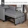 Sofá Cama De Eucalipto, Algodón, Poliéster Homcom 69x77x84 Cm - Gris