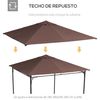 Techo De Repuesto Para Cenador De Poliéster 2.98x2.95m-outsunny. Café