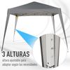 Carpa Plegable De Tela Oxford Y Acero 240x240x250cm - Outsunny. Gris