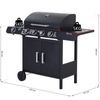 Barbacoa De Gas De Acero Pp 125x51x100 Cm - Outsunny.negro