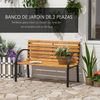 Banco De Jardín De Acero Y Madera 122x60x83 Cm - Outsunny. Natural