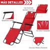 Tumbona Reclinable De Metal, Tela Oxford 135x60x89cm-outsunny. Rojo