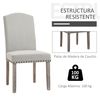 2 Sillas De Poliéster, Madera De Caucho Homcom 51x64x99,5 Cm - Gris