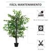 Árbol De Ficus Artificial De Pe, Cemento, Pp Outsunny Ø20x145cm-verde