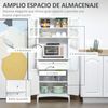 Alacena De Cocina Con Armarios De Mdf Homcom 68,6x40x164 Cm - Blanco