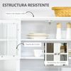 Alacena De Cocina Con Armarios De Mdf Homcom 68,6x40x164 Cm - Blanco