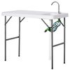 Mesa Picnic Plegable De Hdpe Metal 114,5x59x94,5cm - Outsunny. Blanco